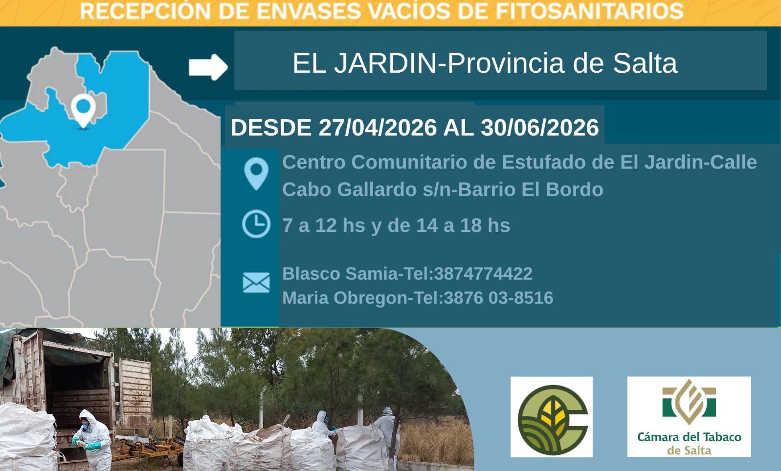 Sustentabilidad Tabacalera: Habilitan punto de recepción de envases vacíos de fitosanitarios en la localidad de El Jardín